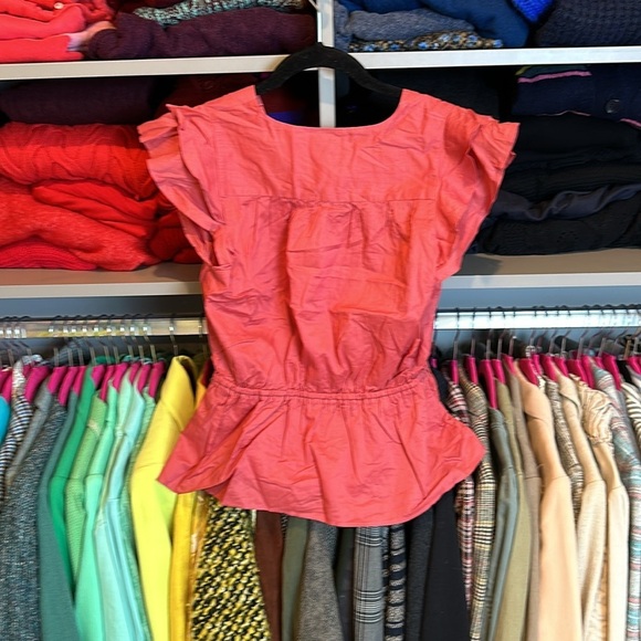 J Crew terracotta flutter sleeve v neck top size XS - Picture 3 of 3